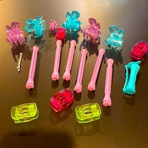 American Girl Doll Salon Hair Curlers, Clips & Papers Set with Hat